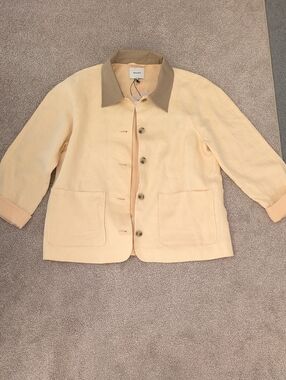 NWT Reformation Yellow and Taupe Collar Blazer. 100% Lila Linen Piece.  L